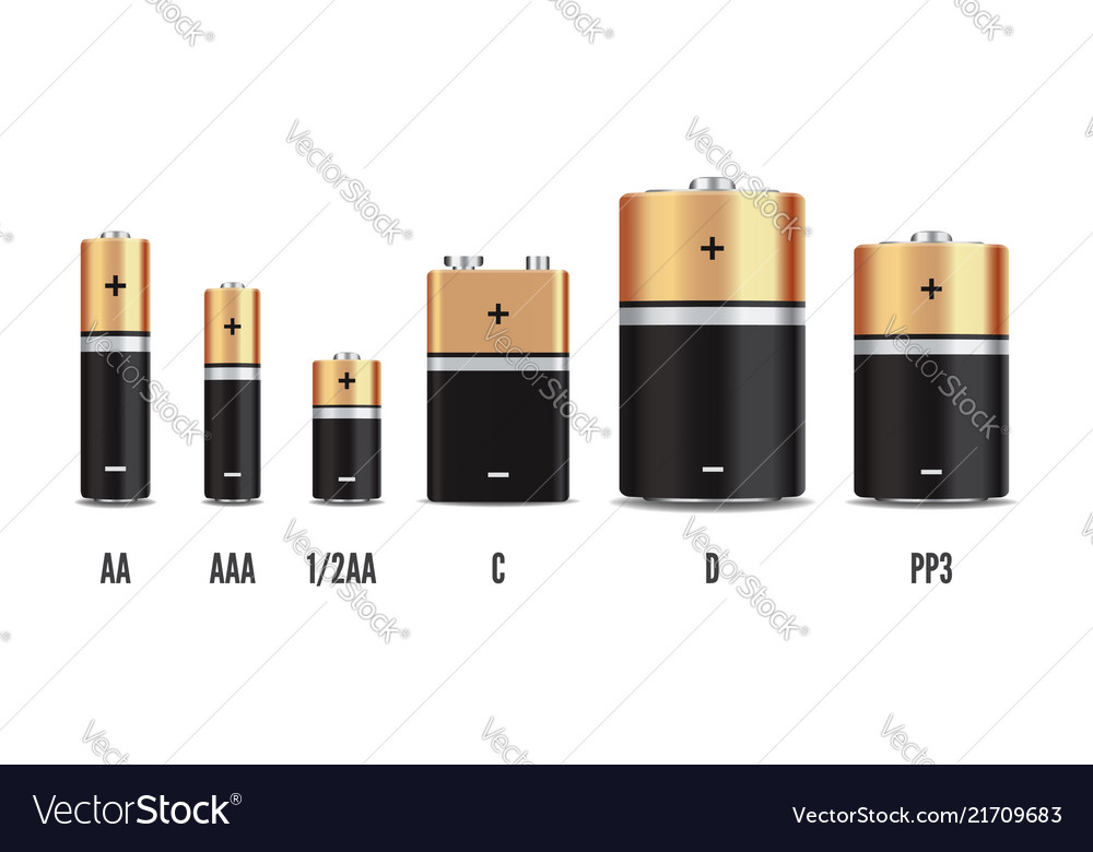 Alkaline Battery Different Sizes Icons Set Vector Image, 45% OFF