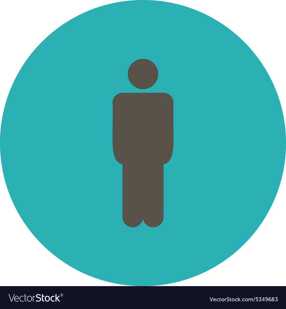 Man flat grey and cyan colors round button