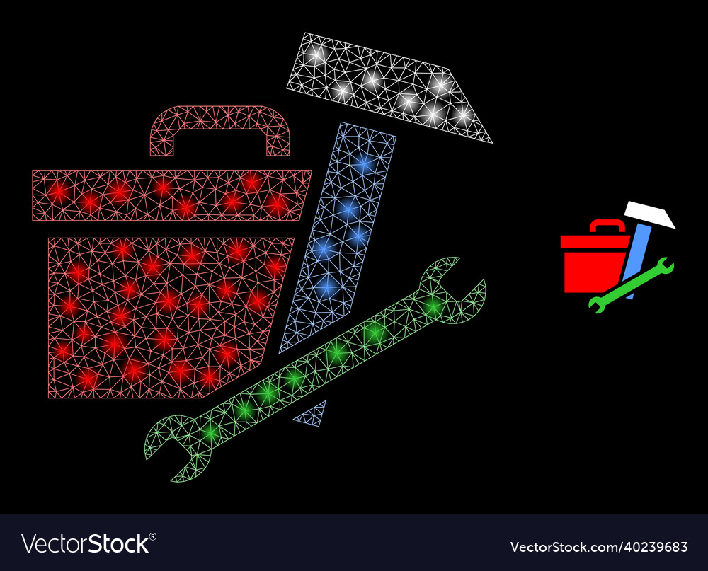 Mesh net toolbox with glare network spots vector image Mesh net toolbox with glare network spots