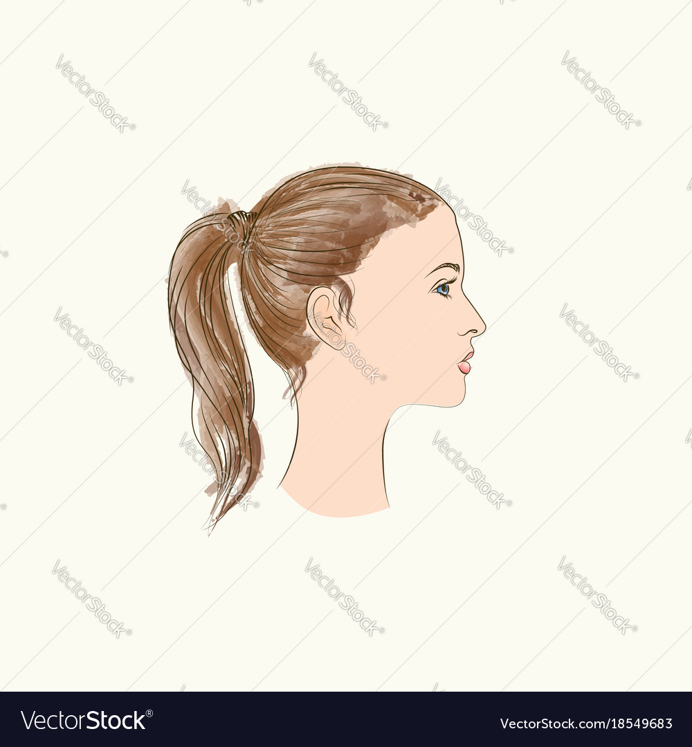 Pretty girl profile young woman face portrait