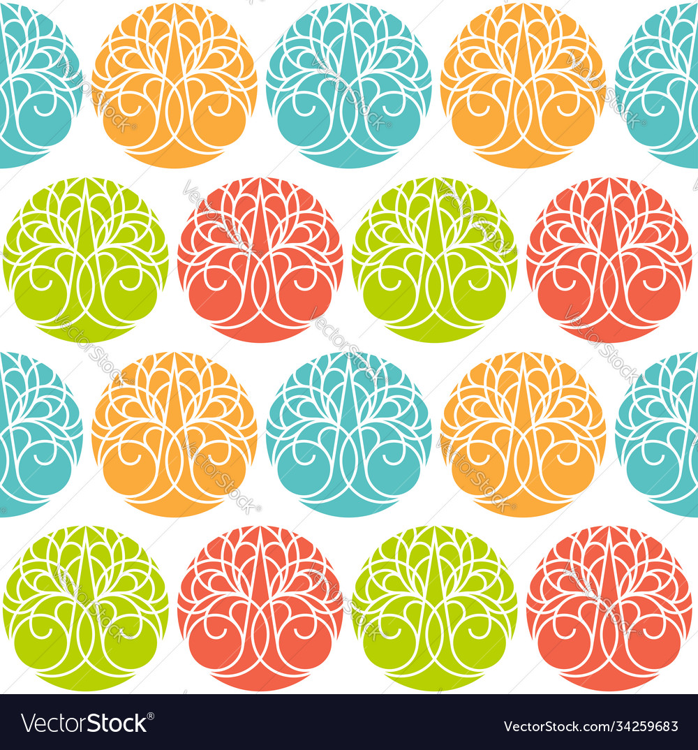 Seamless patterns with decorative tree vector image Seamless patterns with decorative tree