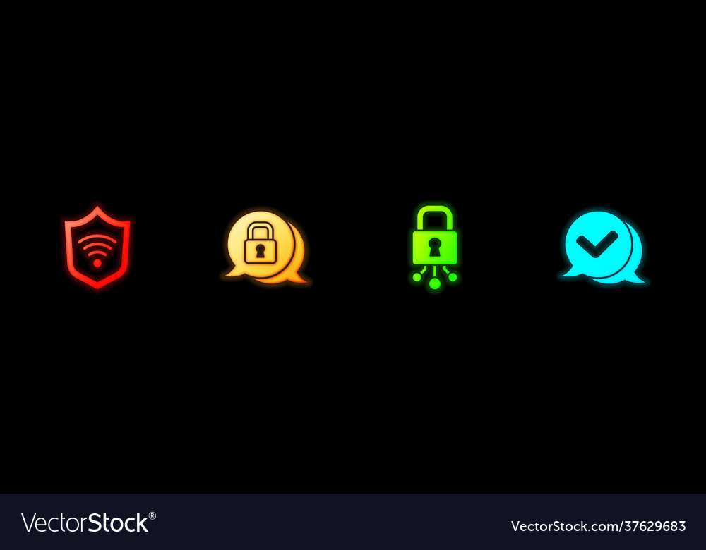 Set shield with wifi wireless cyber security vector image Set shield with wifi wireless cyber security