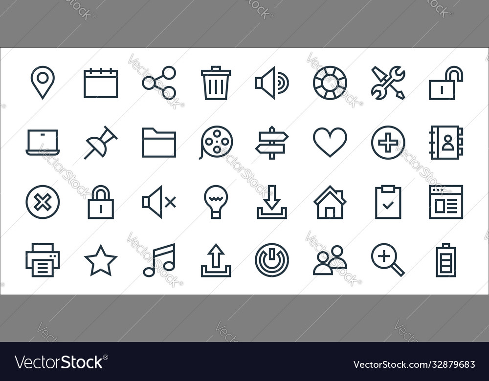 Web essentials line icons linear set quality vector image Web essentials line icons linear set quality