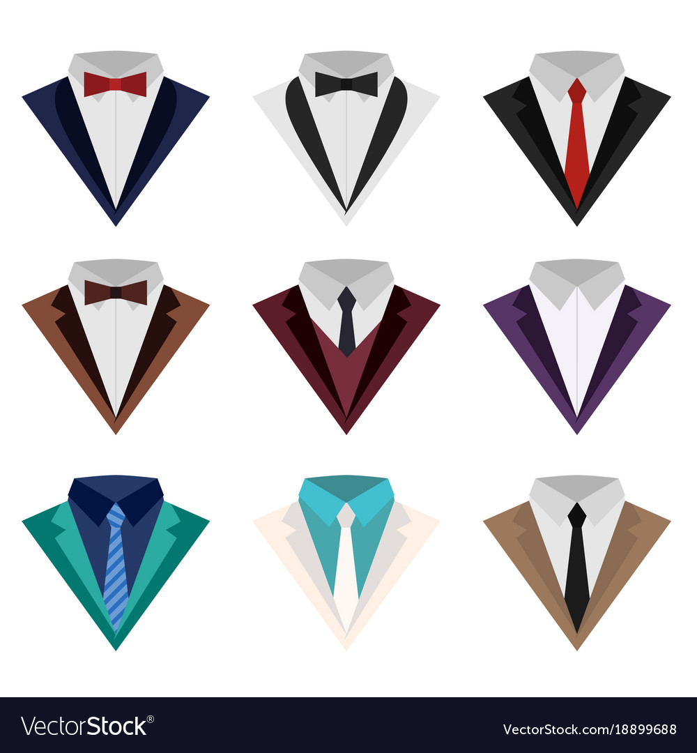 A set of colorful icons suit and tuxedo