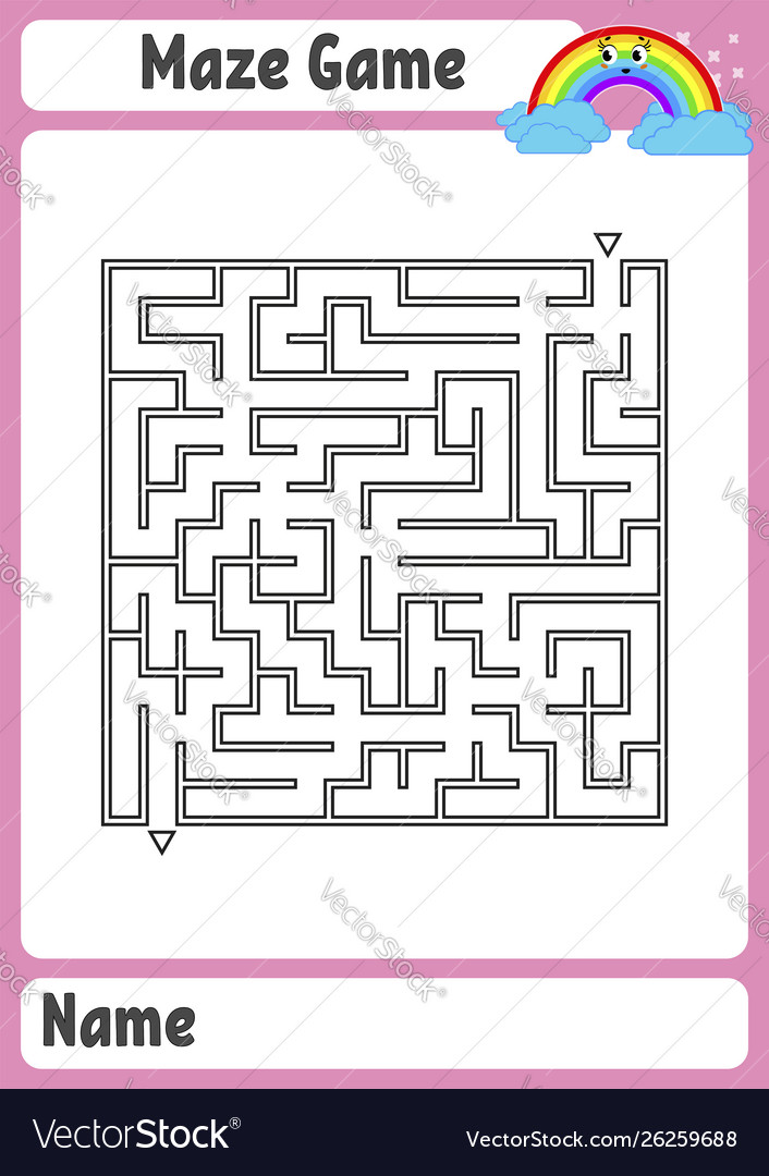 Abstract square maze kids worksheets activity Vector Image