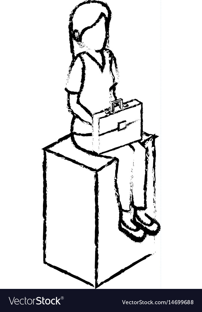 Businesswoman isometric avatar character sitting