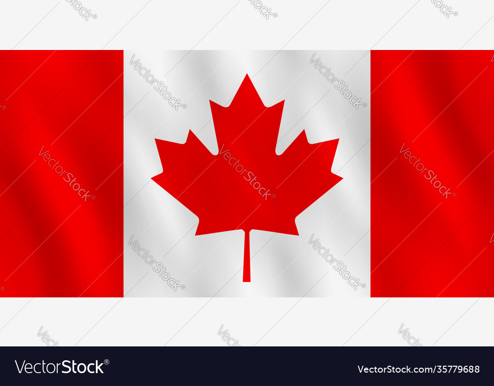 Canada Flag With Waving Effect Official Proportion 0549