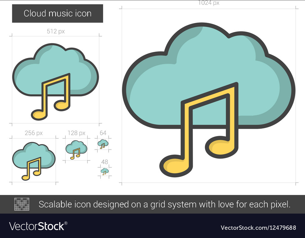 Cloud music line icon