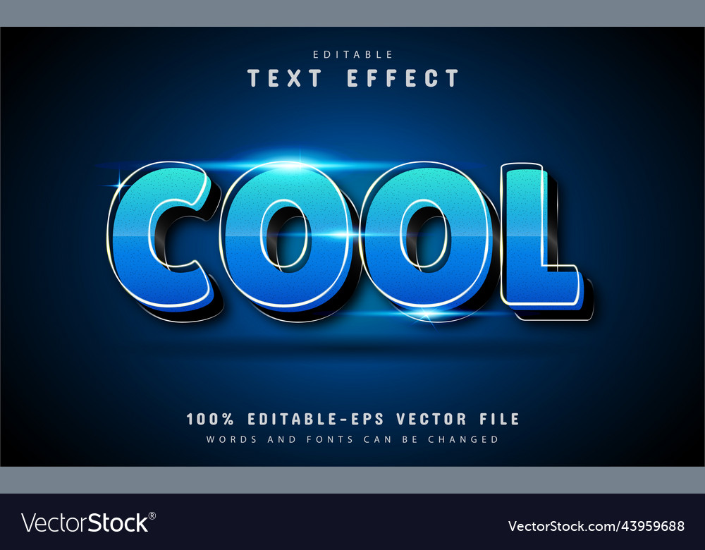 Cool 3d text effect with blue gradient vector image Cool 3d text effect with blue gradient