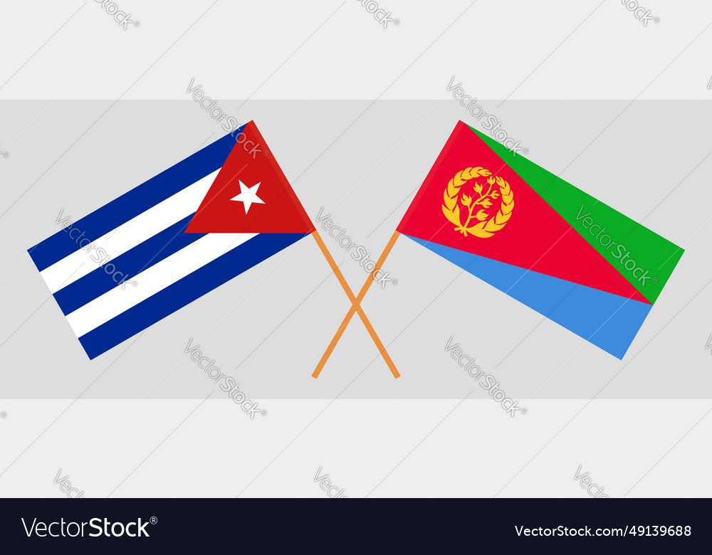 Crossed flags of cuba and eritrea official colors