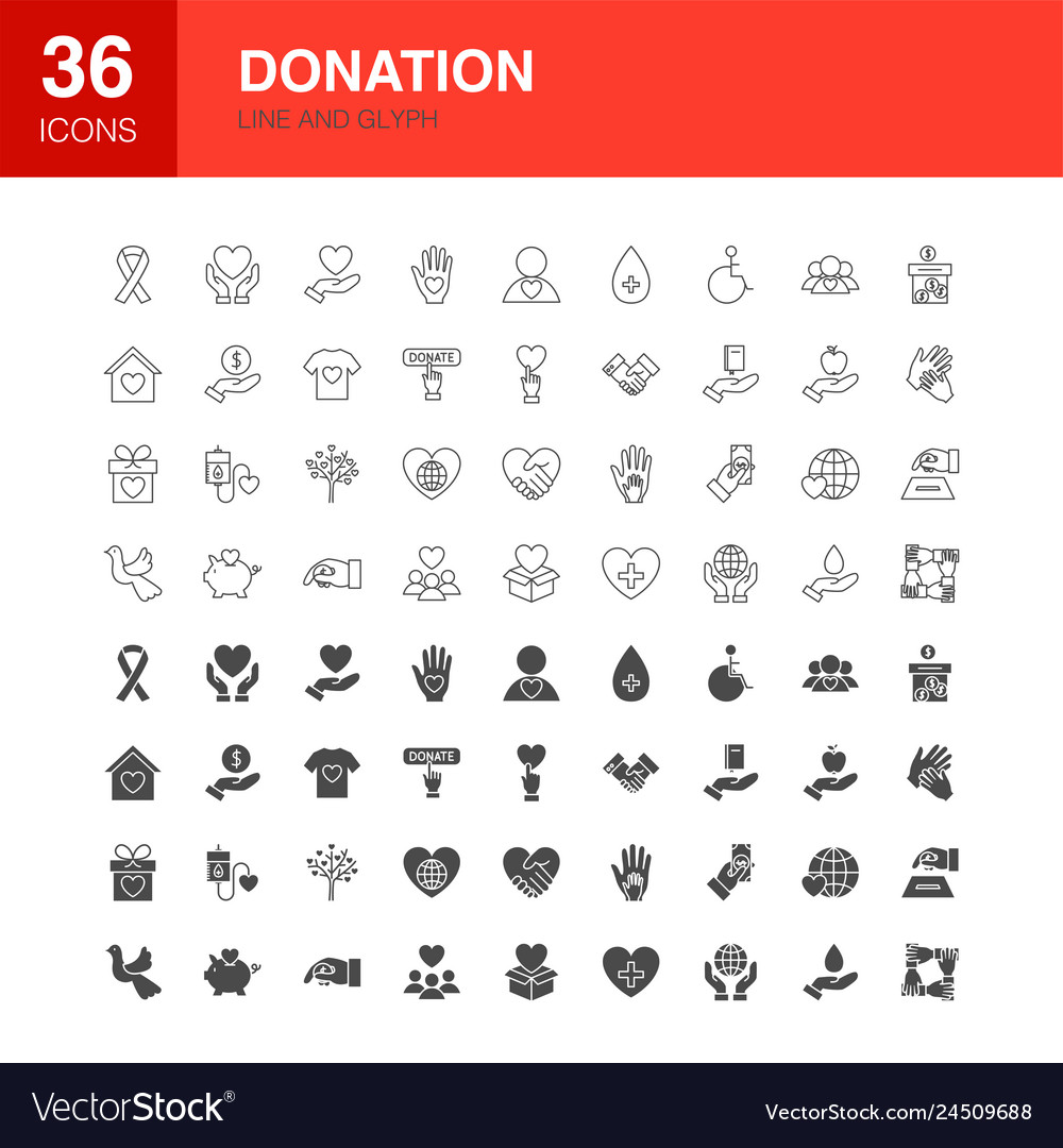 Donation line web glyph icons