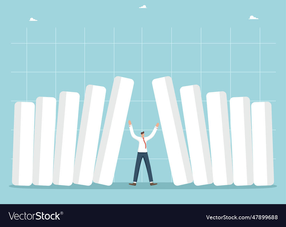 Graph bars fall on man from both sides vector image Graph bars fall on man from both sides