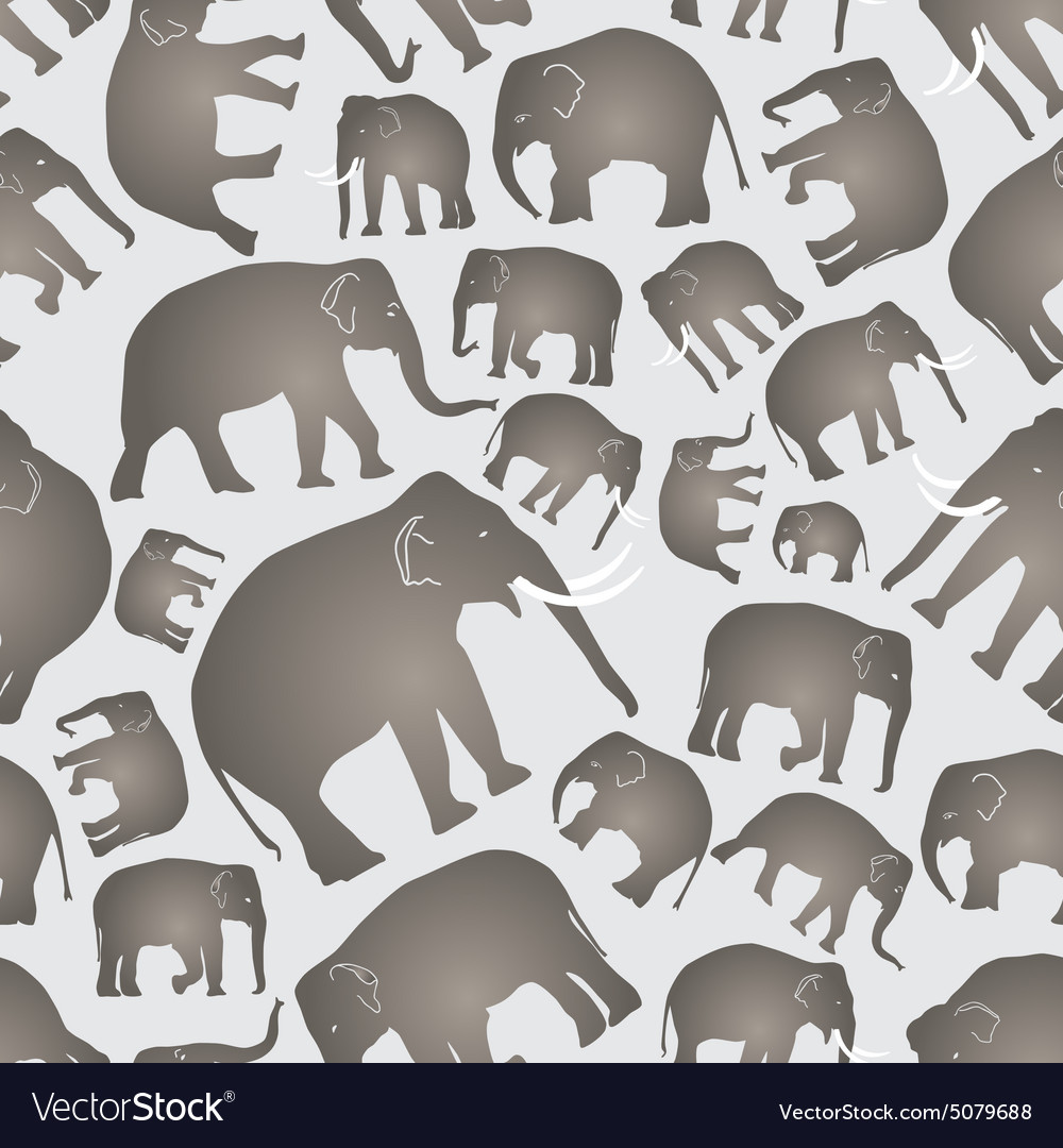Gray elephants simple seamless pattern eps10