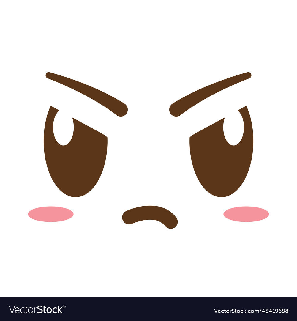 Isolated cute angry facial expression