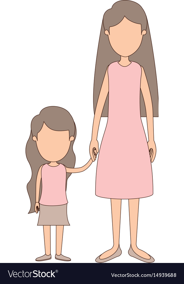 Light color caricature faceless full body mother