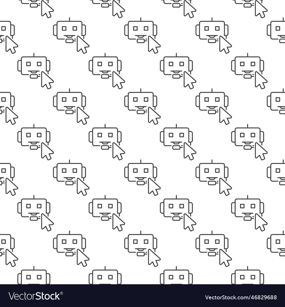 Mouse cursor on chatbot sign outline seamless Vector Image Mouse cursor on chatbot sign outline seamless