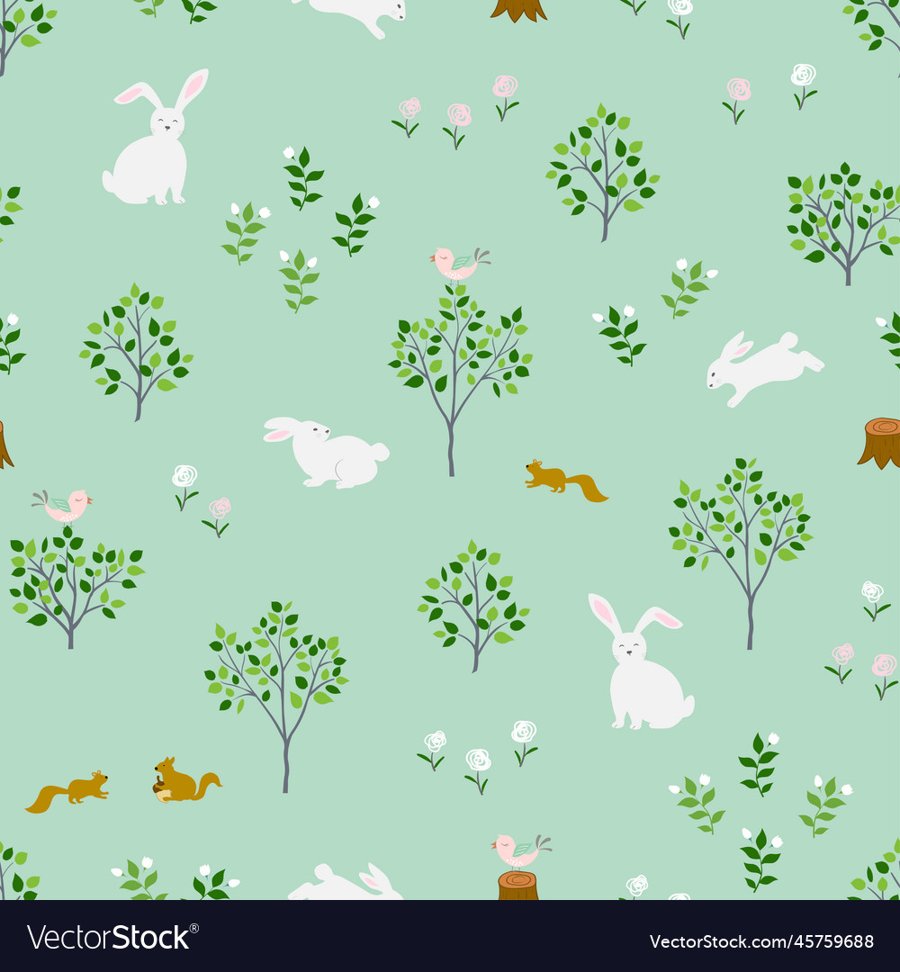 Nature on springtime seamless pattern vector image Nature on springtime seamless pattern