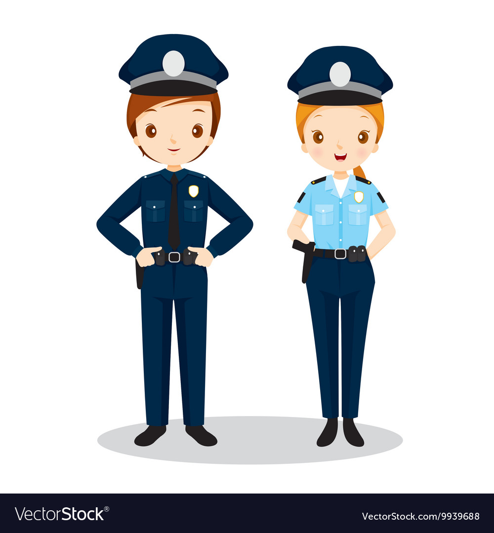 Policeman And Policewoman Royalty Free Vector Image