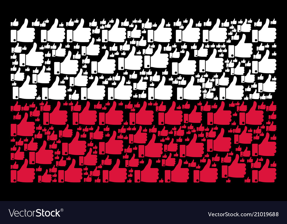 Polish flag pattern of thumb up items vector image Polish flag pattern of thumb up items