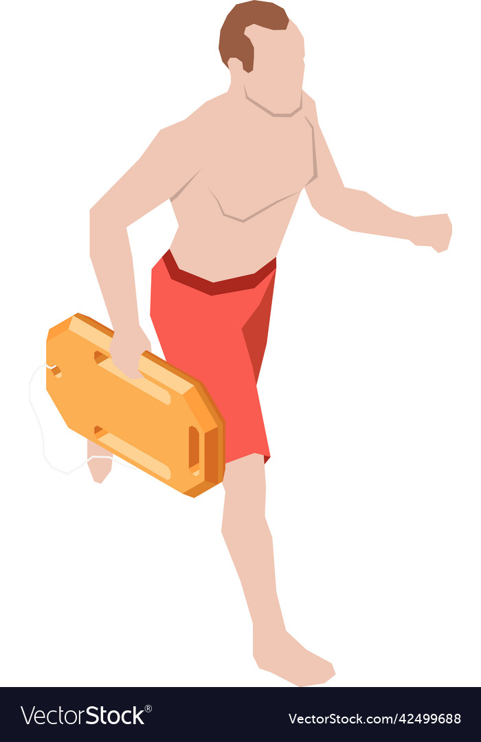 Running male lifeguard composition Royalty Free Vector Image