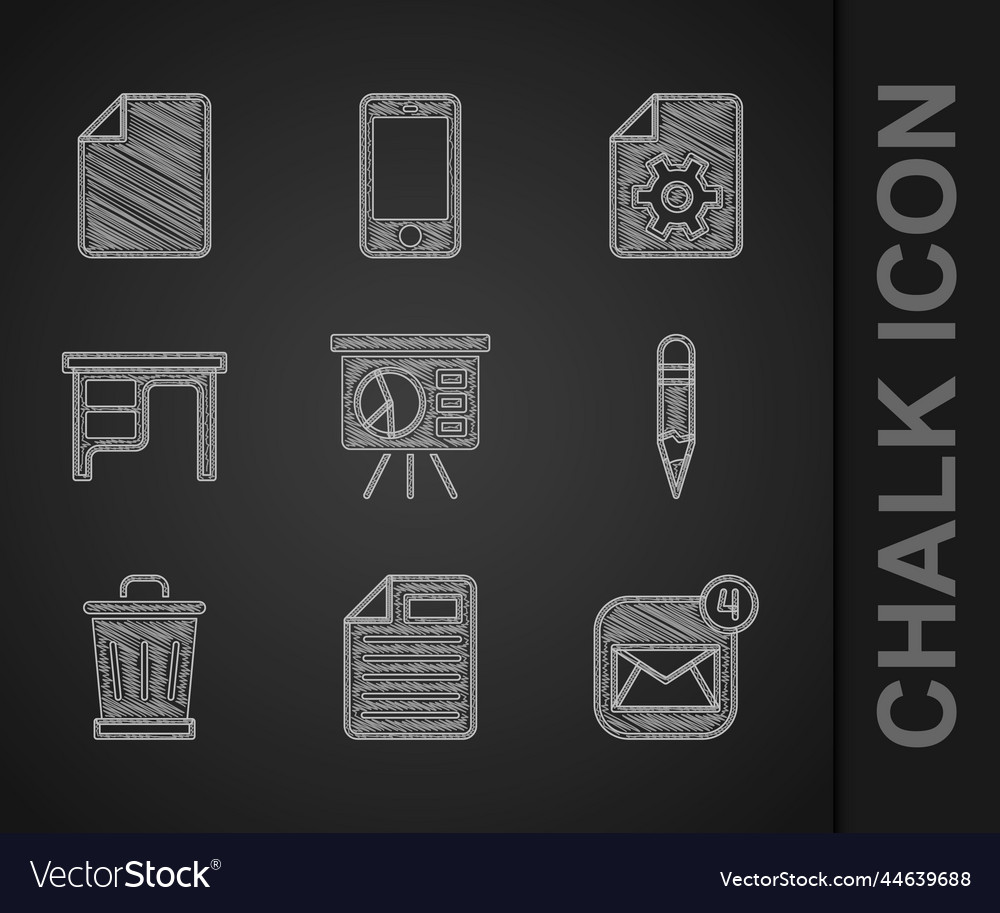 Set board with graph file document envelope vector image Set board with graph file document envelope