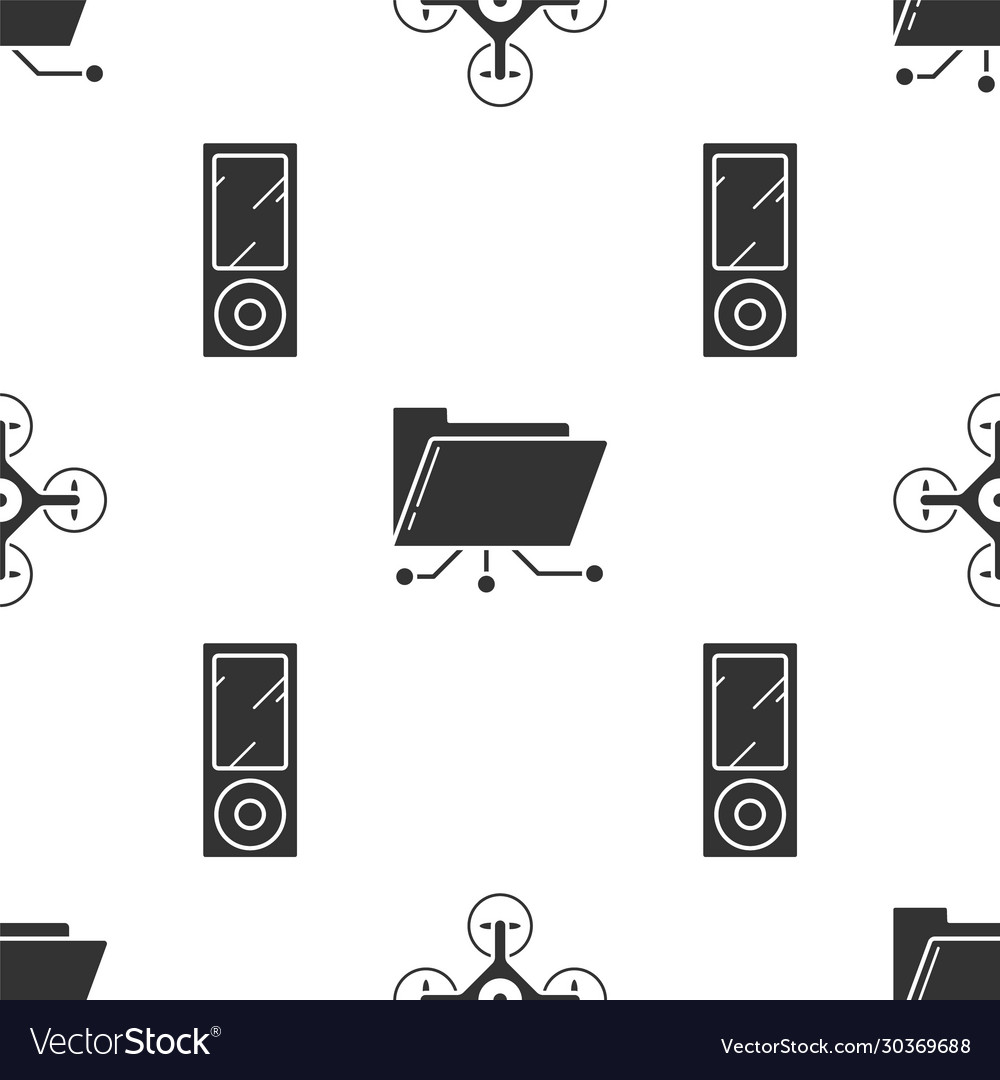 Set drone folder and lock music player vector image Set drone folder and lock music player