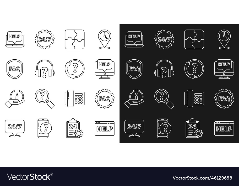 Set line browser help label with text faq vector image Set line browser help label with text faq