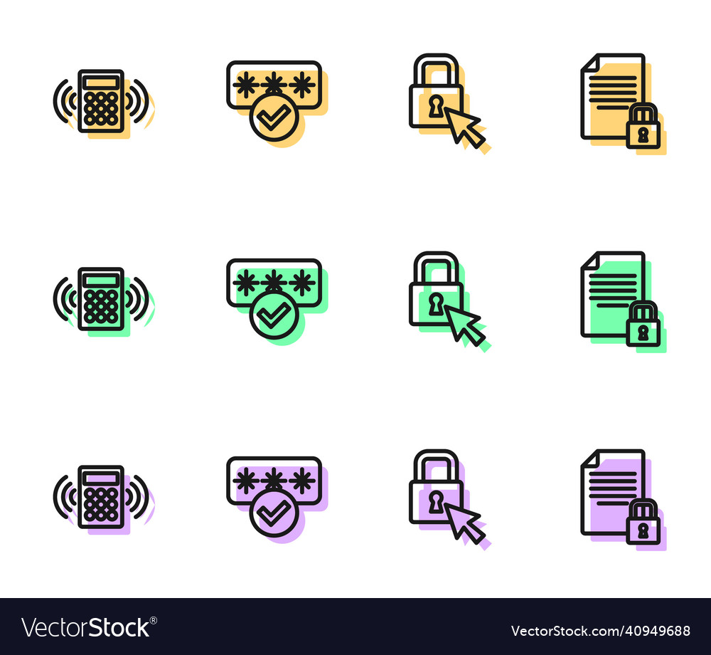 Set line lock security keypad access panel vector image Set line lock security keypad access panel