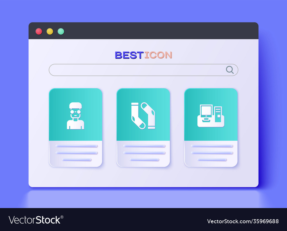 Set socks nerd geek and monitor with keyboard vector image Set socks nerd geek and monitor with keyboard