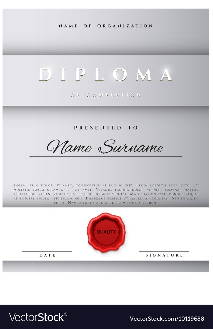 Template certificate design in silver color