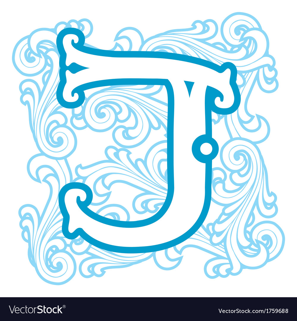 Winter vintage letter j Royalty Free Vector Image