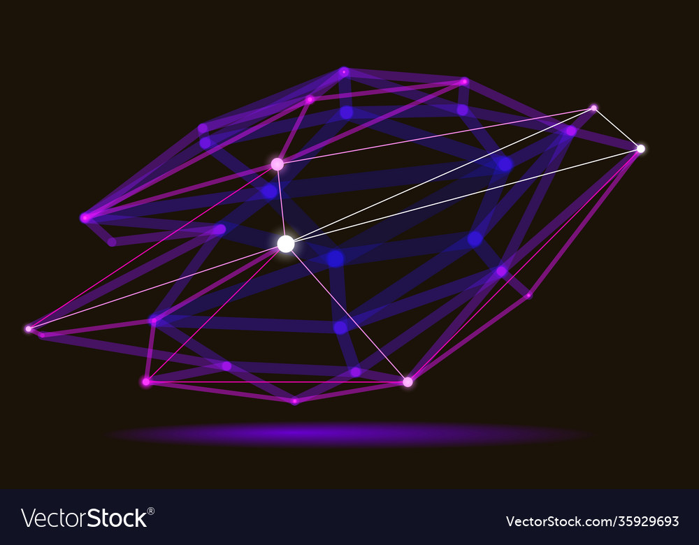 Abstract 3d mesh shape dots connected with lines vector image Abstract 3d mesh shape dots connected with lines