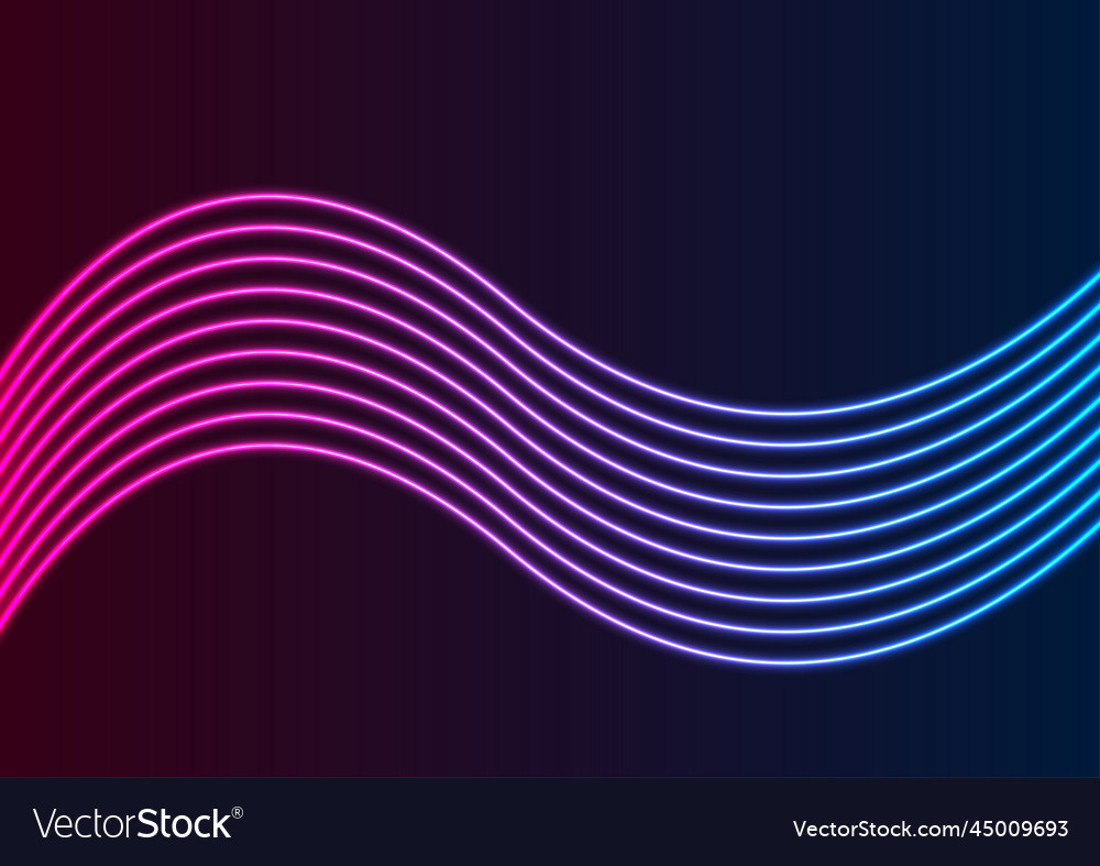 Blue ultraviolet neon curved wavy lines abstract