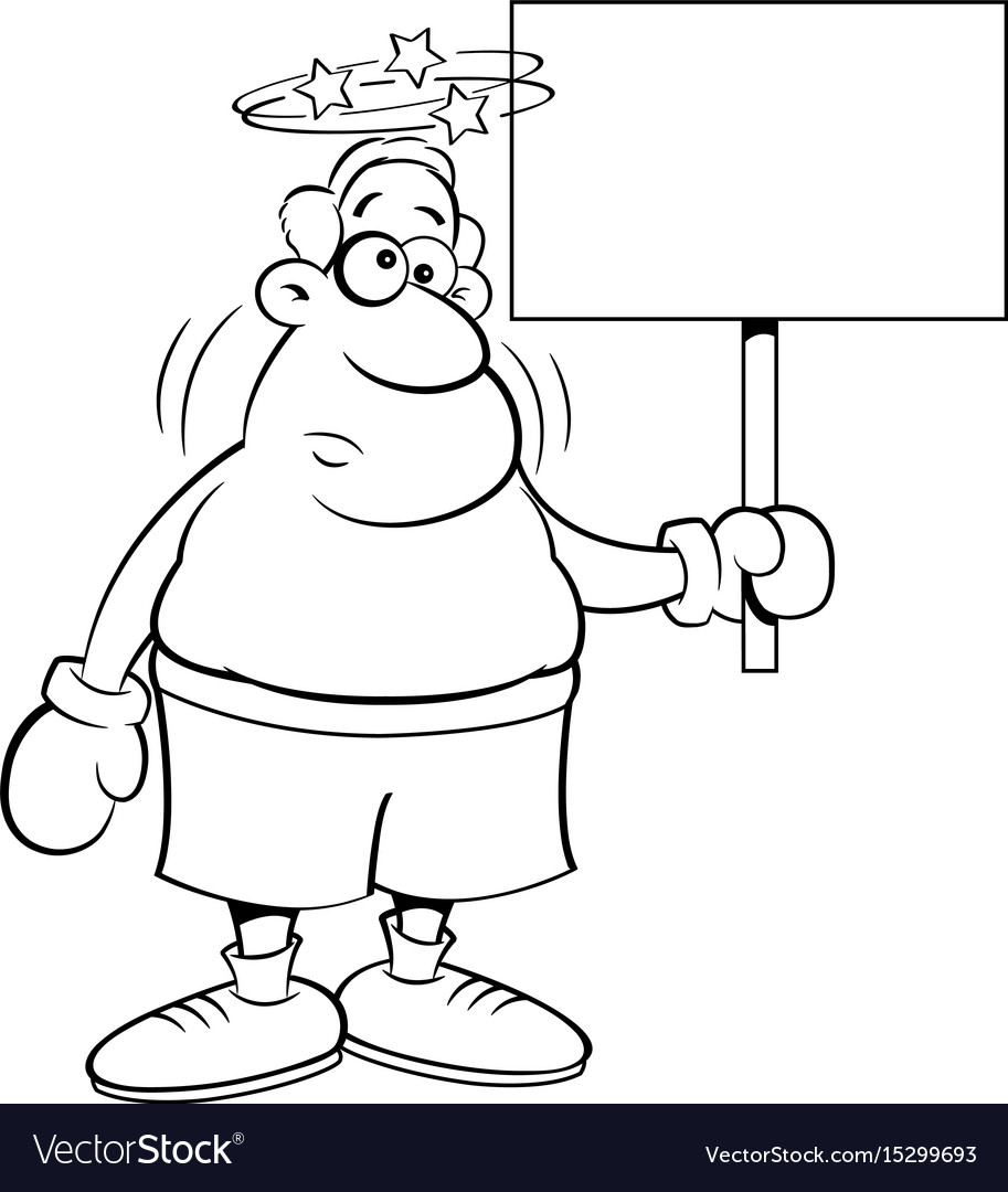 Cartoon boxer holding a sign