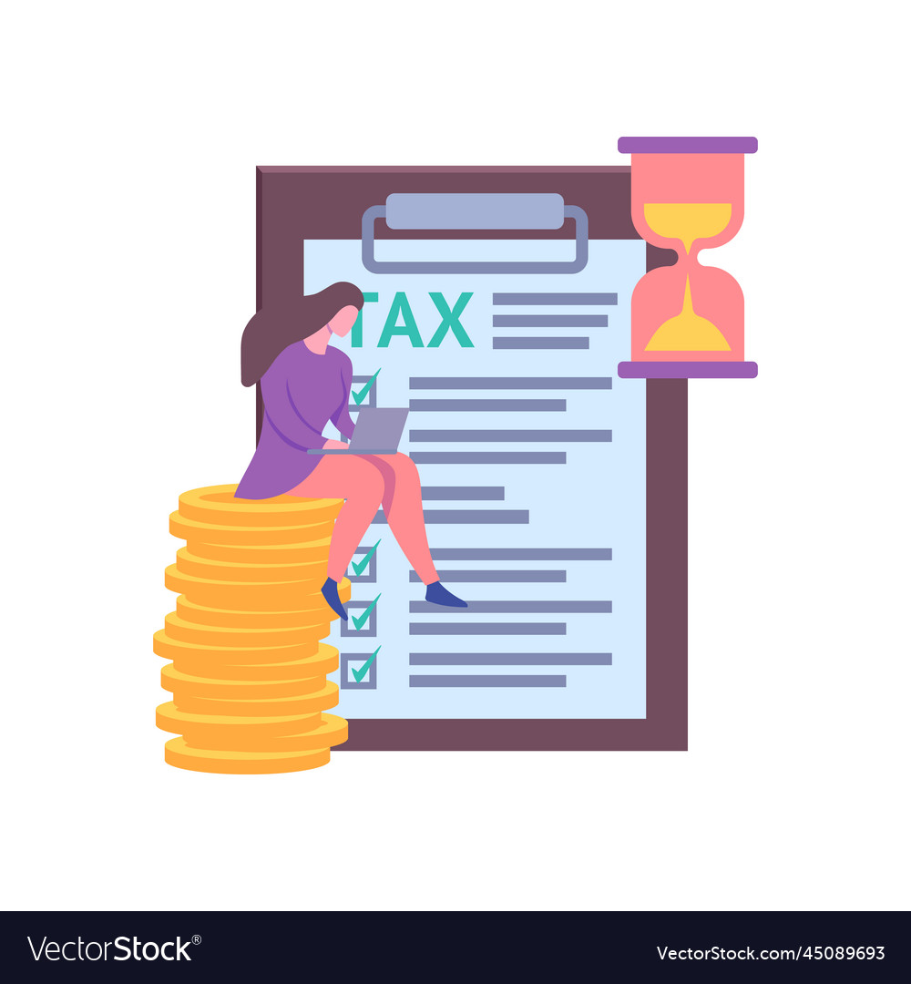 cartoon-color-character-woman-and-taxes-and-fees-vector-image