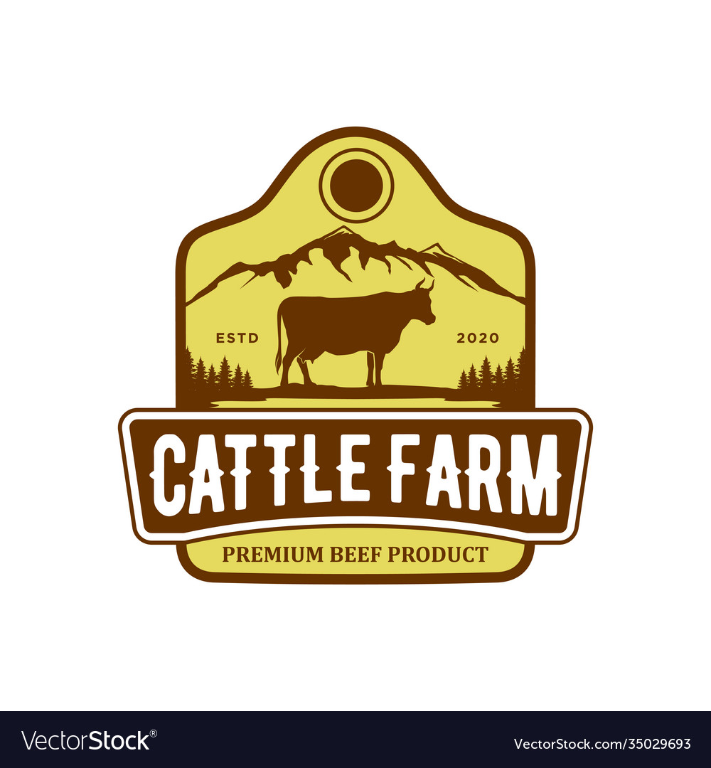 Cattle farm logo design - angus cow farm beef Vector Image