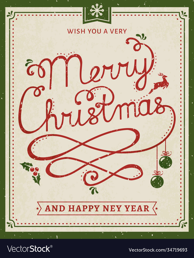 Christmas and new year lettering poster Royalty Free Vector