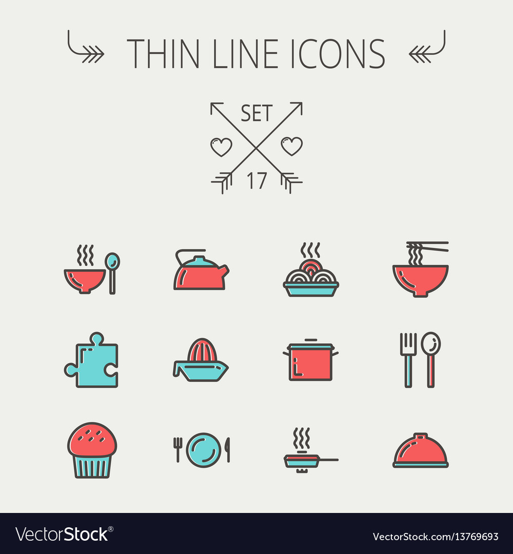 Food thin line icon set