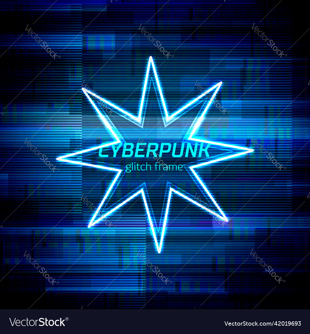 Glitch cyberpunk frame with technology error vector image Glitch cyberpunk frame with technology error