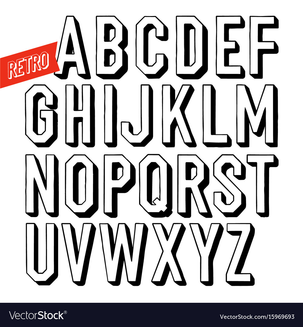 Handmade retro font black letters on white Vector Image