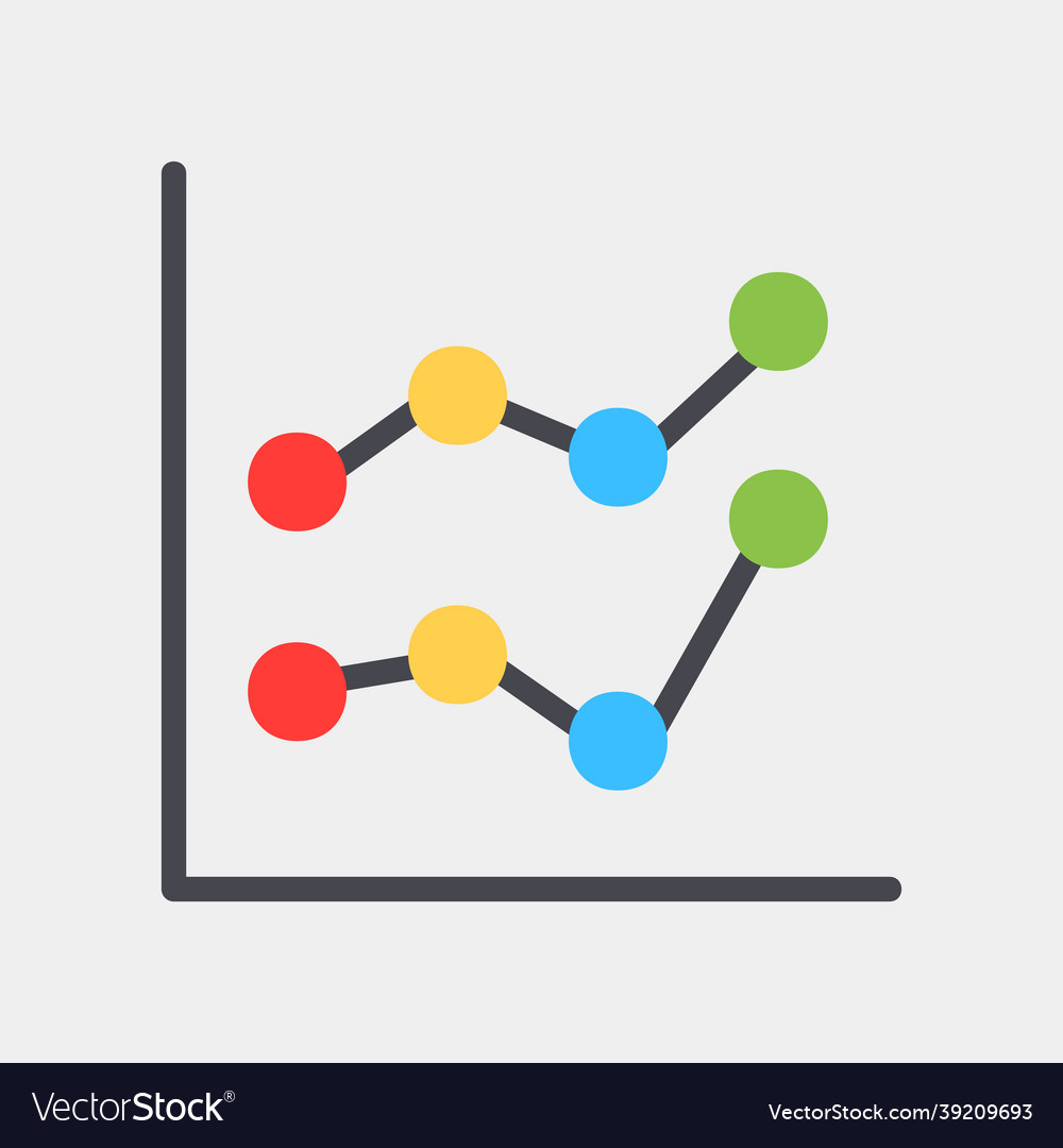 Line chart icon in flat style for any projects vector image Line chart icon in flat style for any projects