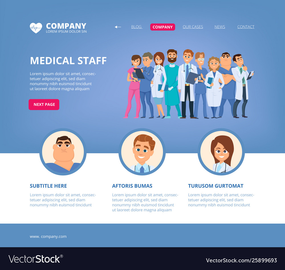 Medical Landing Hospital Staff Doctors Nurse Vector Image