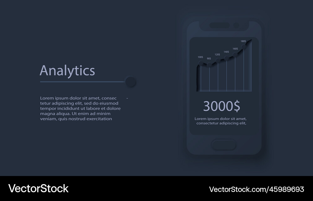 Neumorphic flowchart dark infographic creative Vector Image
