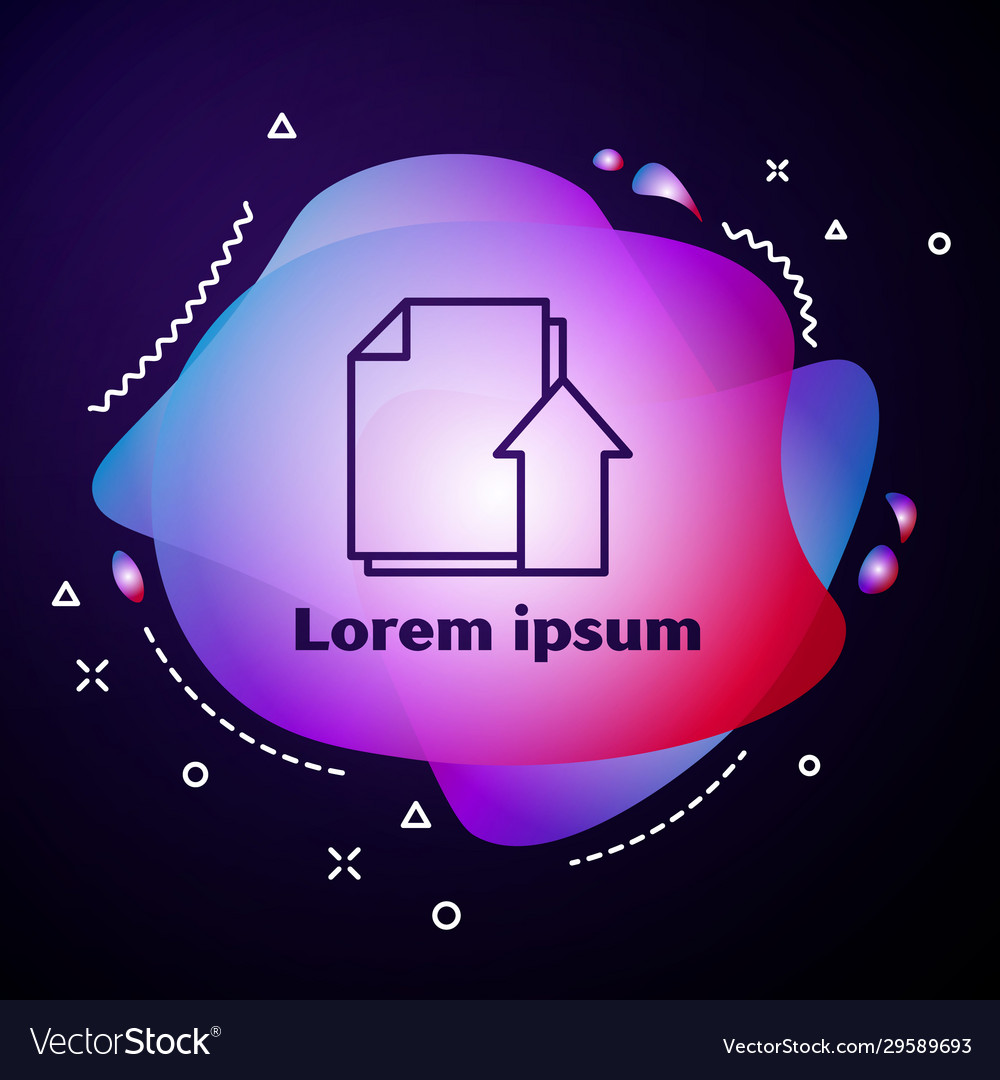 Purple line upload file document icon isolated vector image Purple line upload file document icon isolated