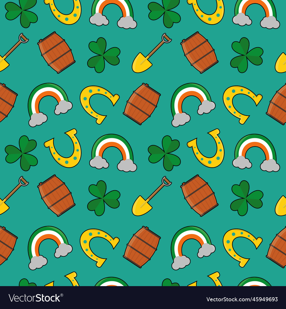 Saint patricks day pattern with elements vector image Saint patricks day pattern with elements