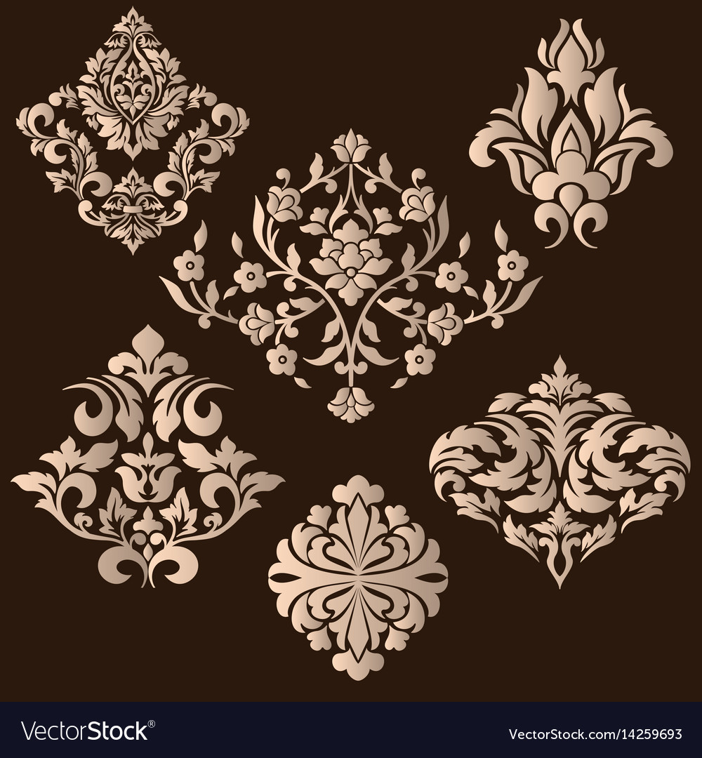 Set von Damask Zierelementen