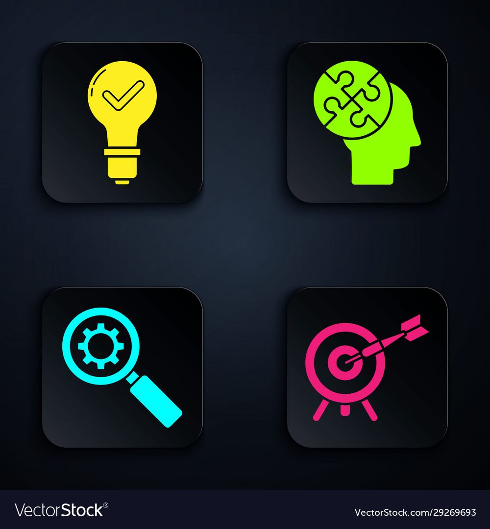Set target with arrow light bulb and check mark Vector Image Set target with arrow light bulb and check mark