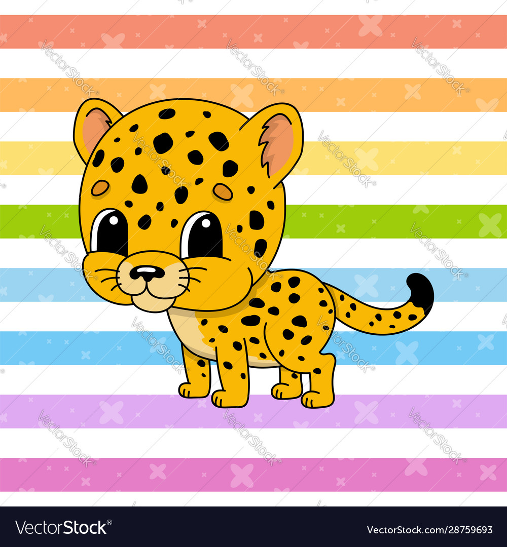 Spotted jaguar colorful cartoon style isolated