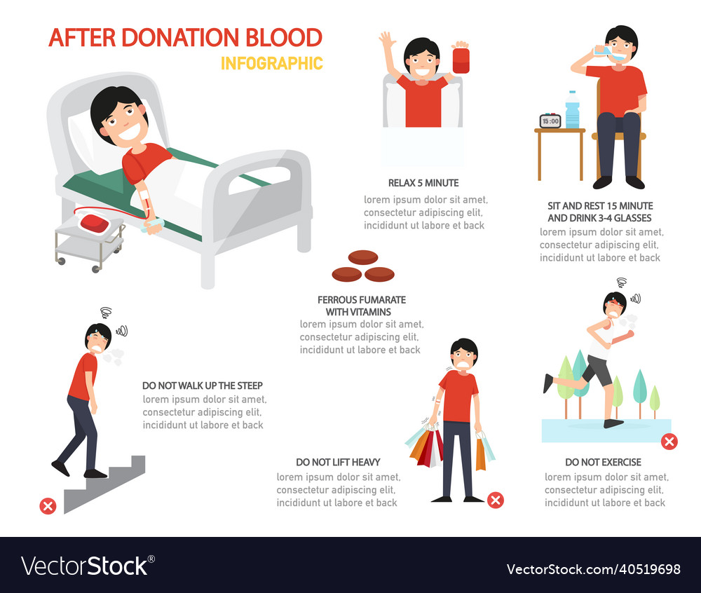 After blood donation infographic Royalty Free Vector Image