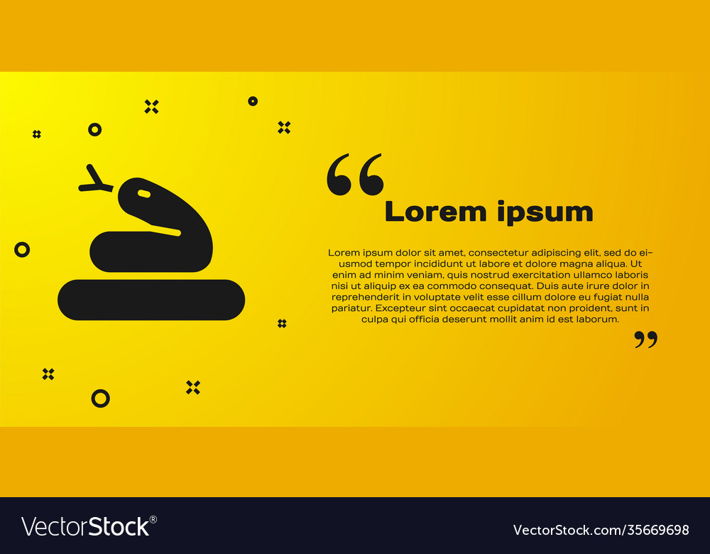Black snake icon isolated on yellow background vector image Black snake icon isolated on yellow background